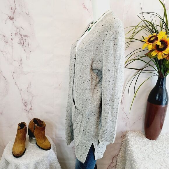 Madewell open front speckled soft knit grey cardigan - Picture 2 of 8